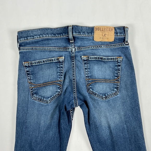 Hollister Mens Jeans 30 x 30 Blue Skinny Jean Med Wash Whiskers (31 x 28.5) - Picture 6 of 11
